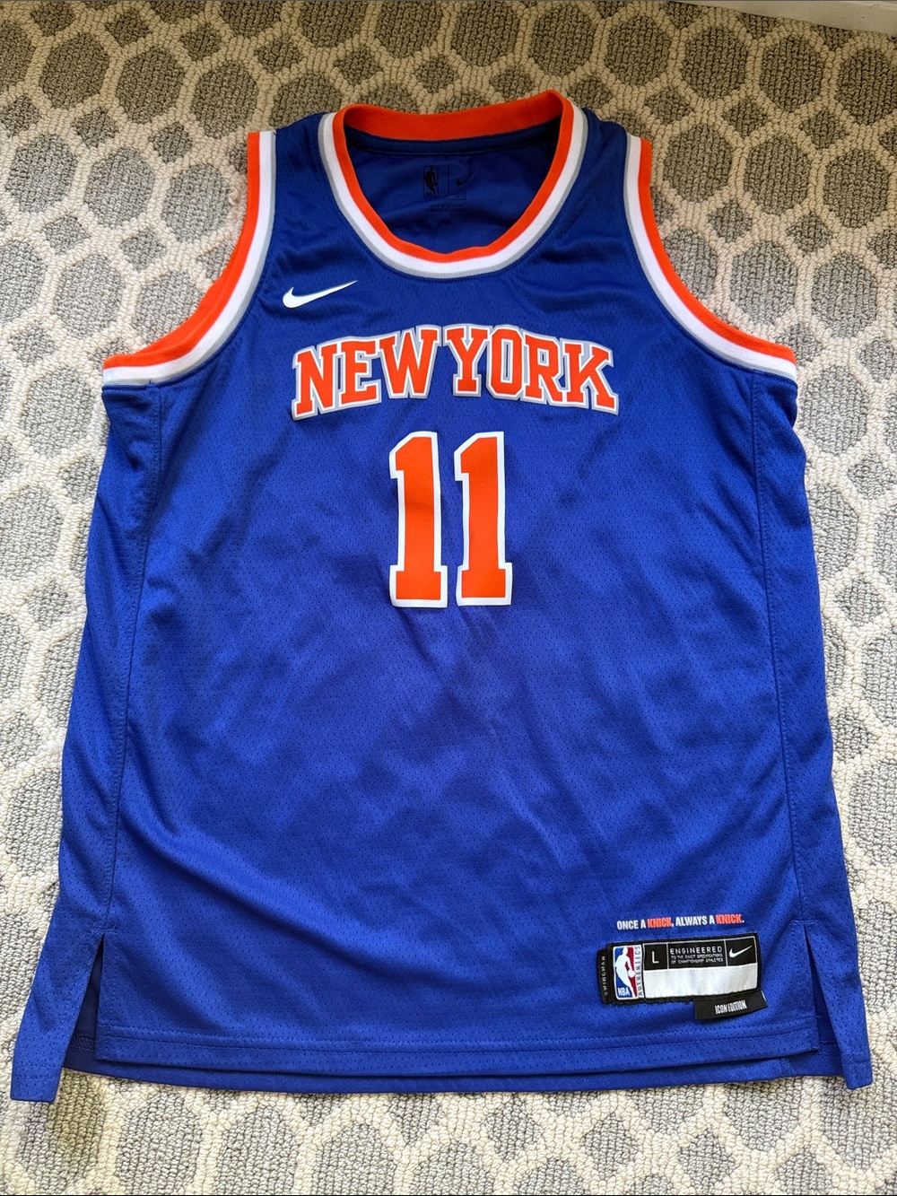 Youth New York Knicks Jalen Brunson 11 Nike Blue Swingman Jersey - Icon Edition - Picture 3 of 7